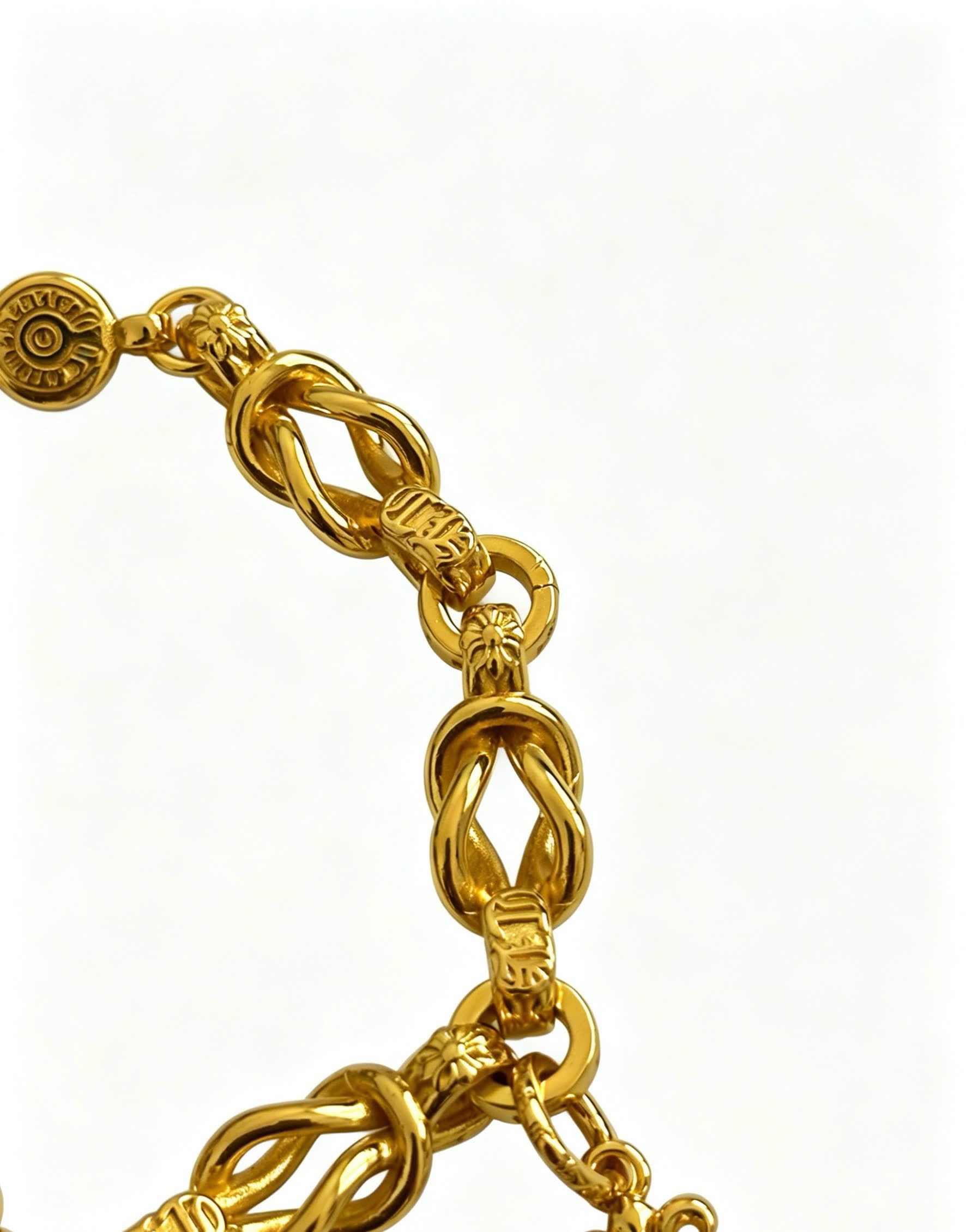 Chrome Hearts Gold-Tone Bracelet with Diamond and Fleur-de-lis Charms